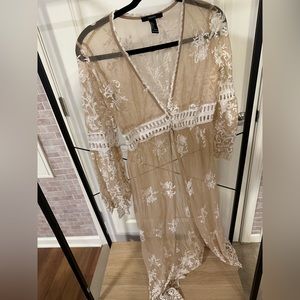 Sheer beige and white gothic duster